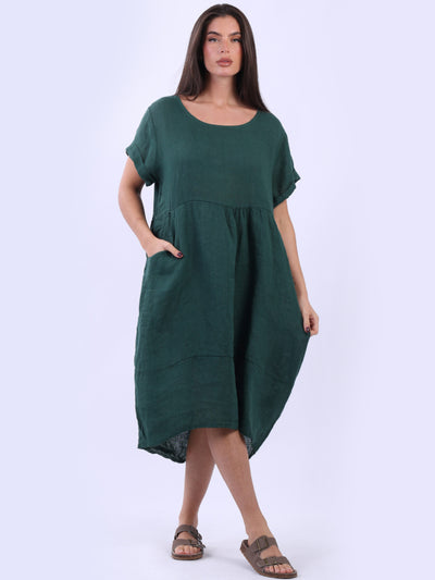 CHARLOTTE Linen Dress BOTTLE GREEN