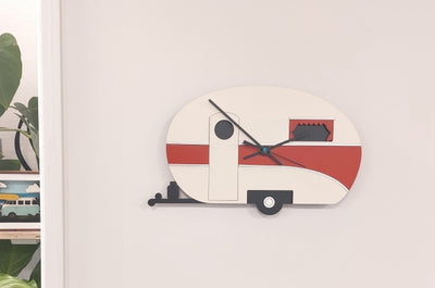 Ian Blackwell LARGE Caravan RED Clock
