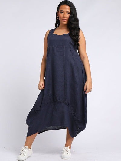 GABRIELLA  Linen Dress NAVY