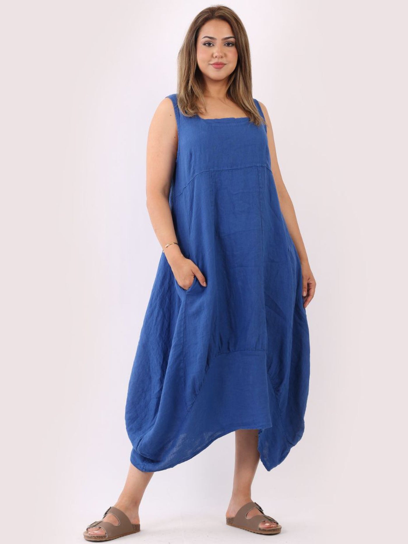 GABRIELLA  Linen Dress ROYAL BLUE