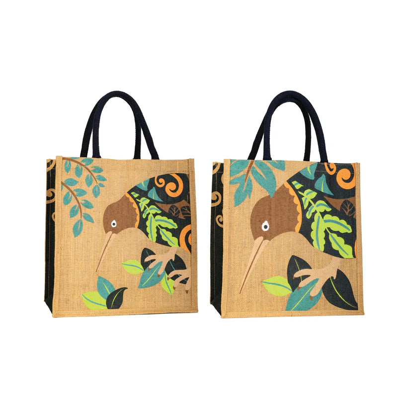 HESSIAN BAG KIWI & LEAVES