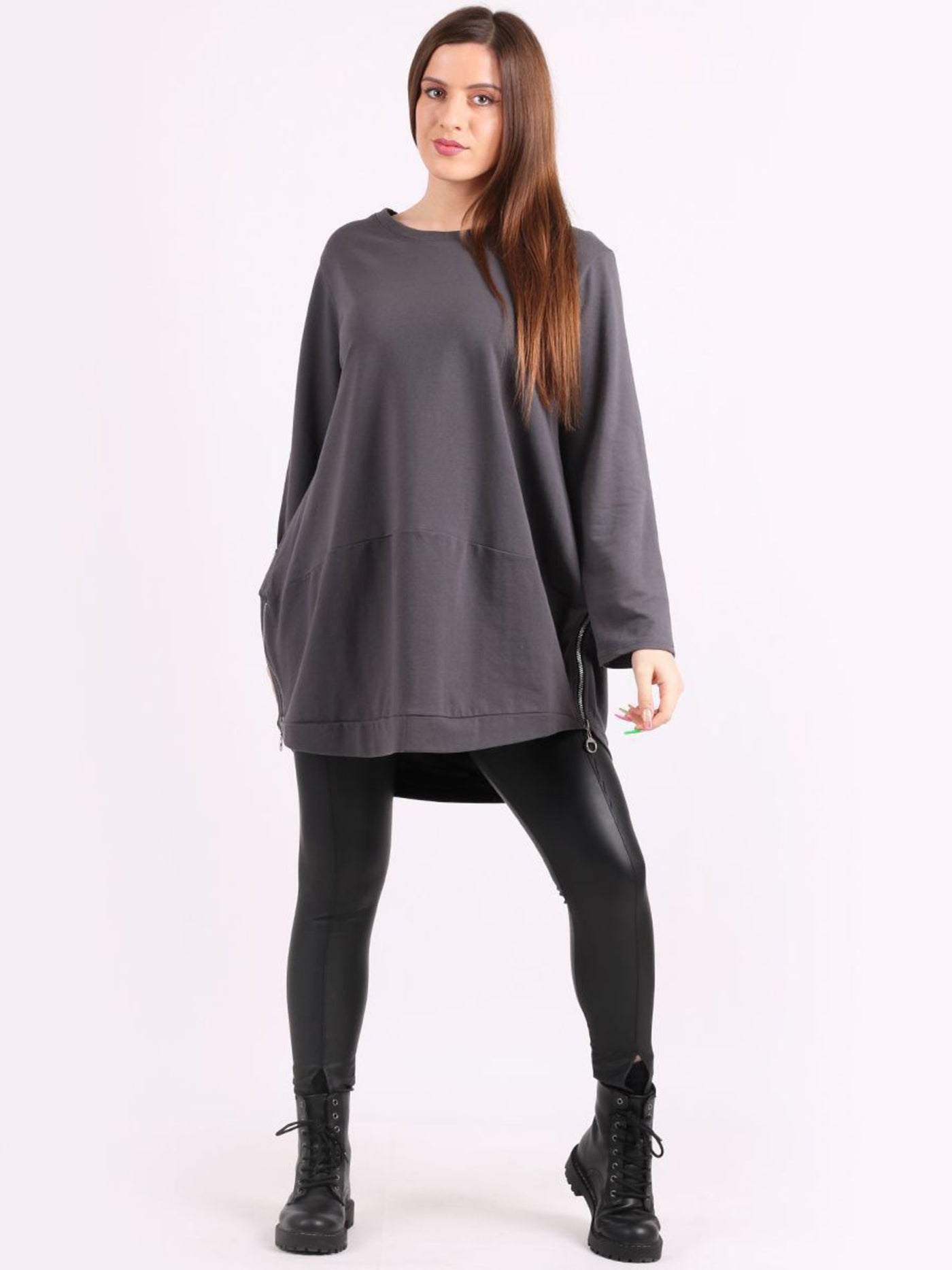 Harper Zip Sweater CHARCOAL