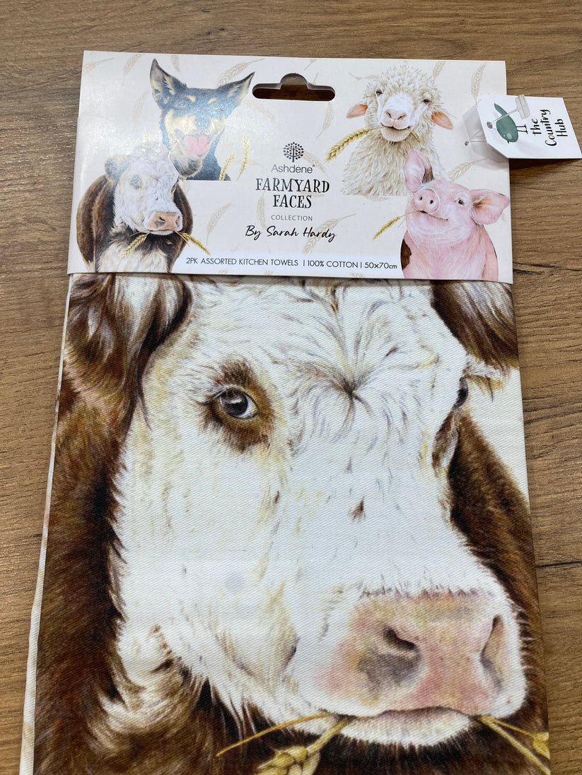 Farm Yard Faces 2pk Tea Towels