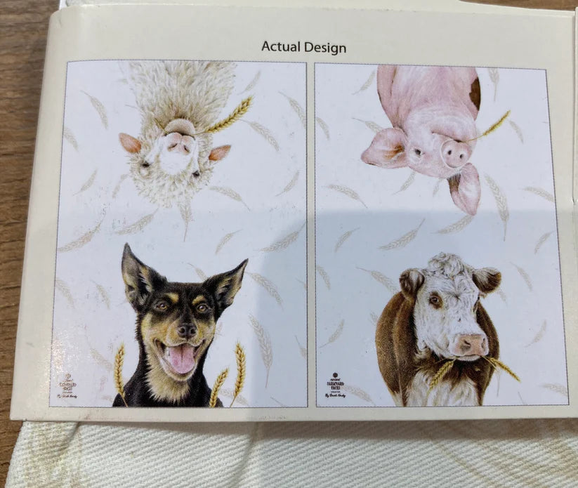 Farm Yard Faces 2pk Tea Towels