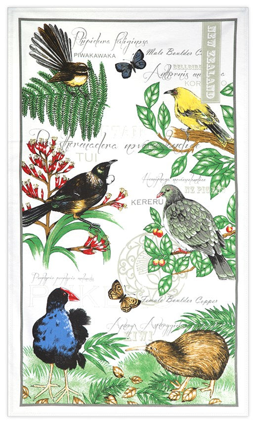 Tea Towel Birds Of New Zealand