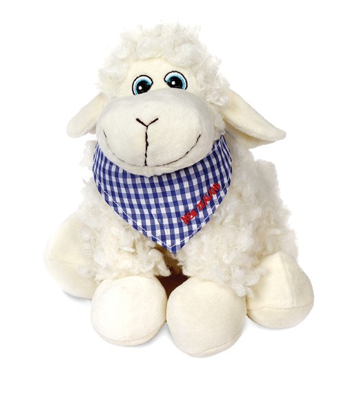 Sheep Sitting Blue Check Scarf MEDIUM