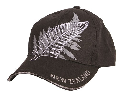 CAP Silver Fern Black Brushed Cotton