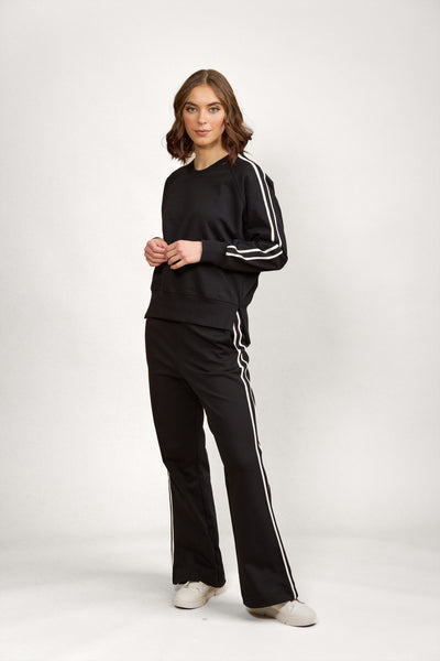 Knewe  Rebel Jumper BLACK with white sleeve stripe