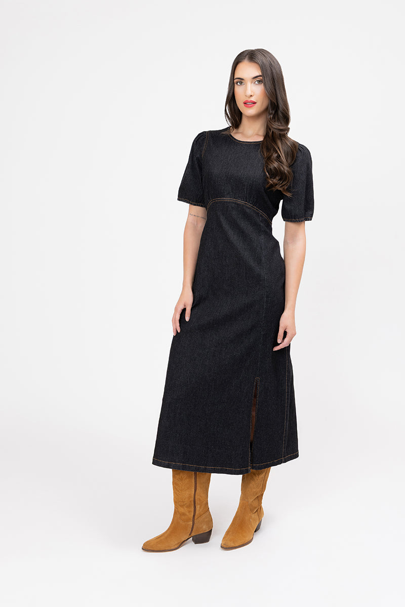 LEILA & LUCA MAYA DRESS WASHED BLACK