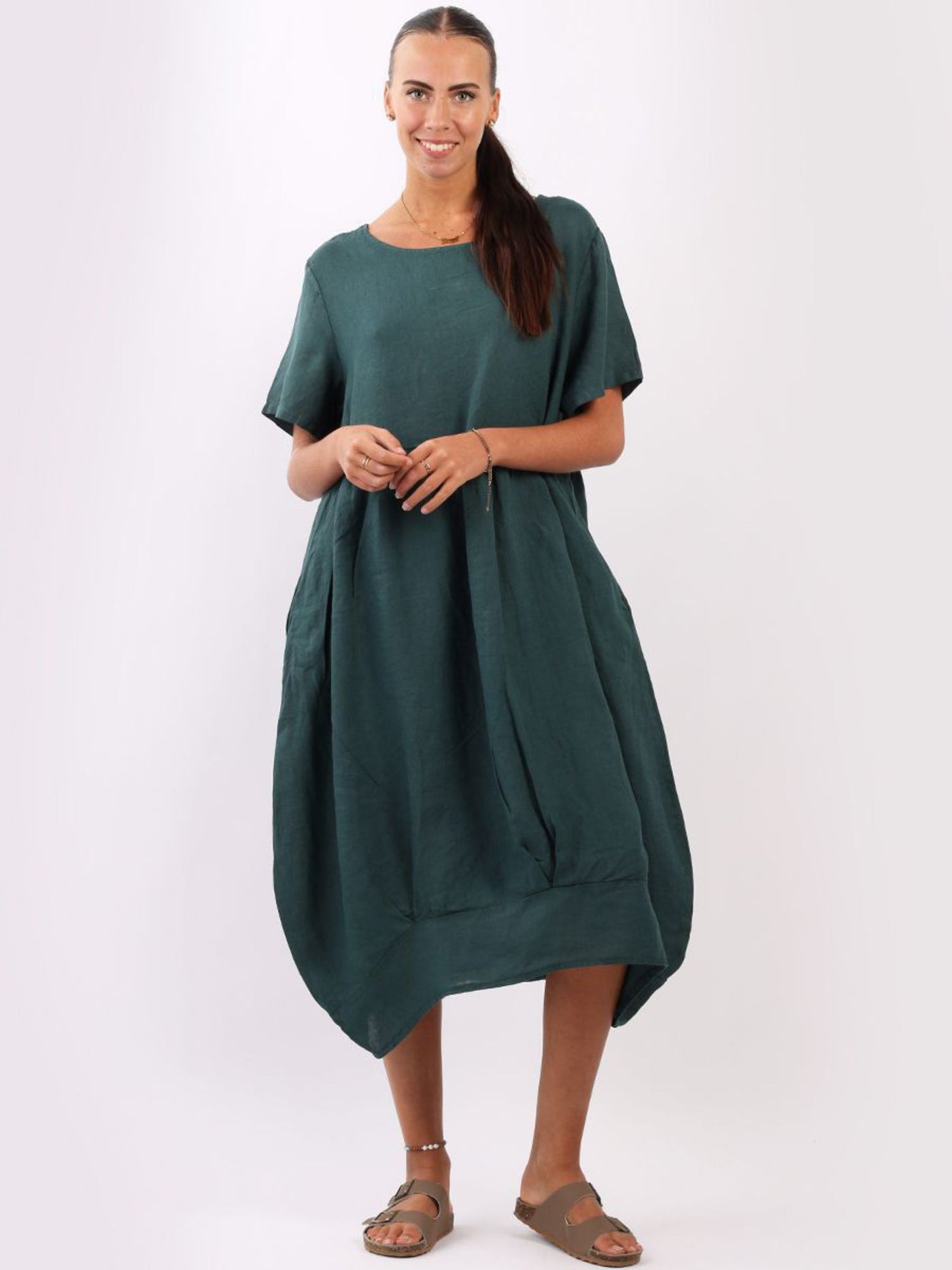 MILA Linen Dress DARK TEAL