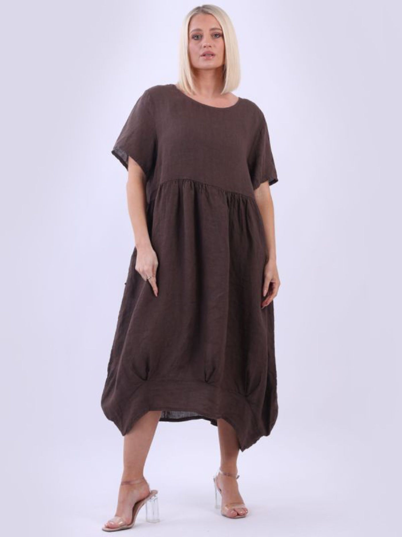 MILA Linen Dress CHOCOLATE