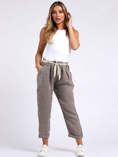 MARCELLA LINEN trousers MOCHA