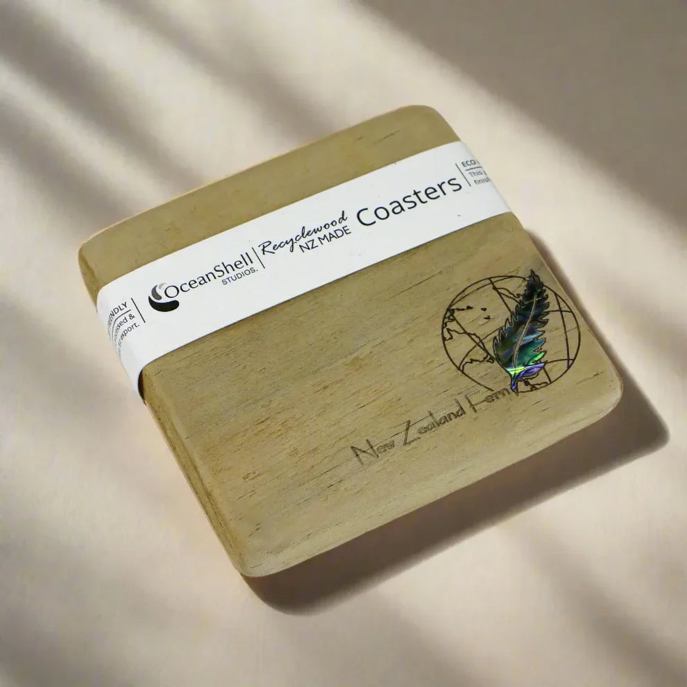 Global Recycled Wood With Paua COASTER