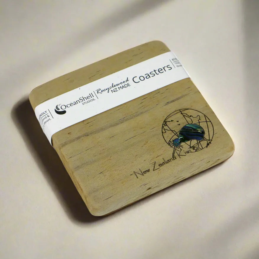 Global Recycled Wood With Paua COASTER