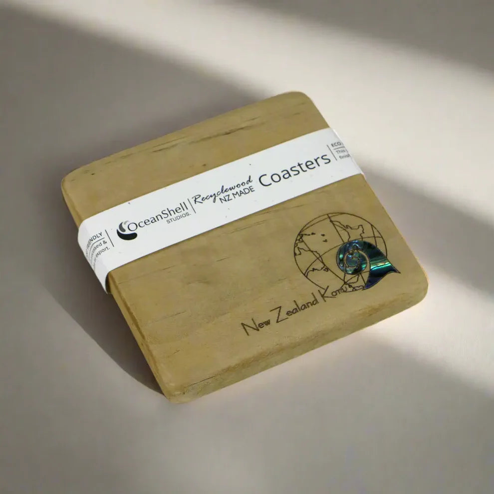Global Recycled Wood With Paua COASTER