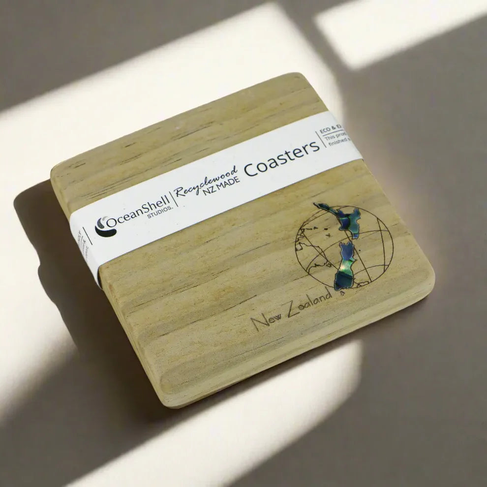 Global Recycled Wood With Paua COASTER