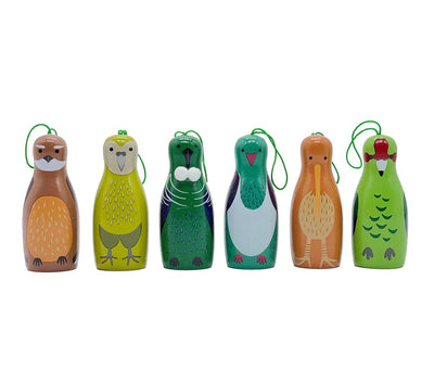 NZ native birds WOODEN christmas decorations