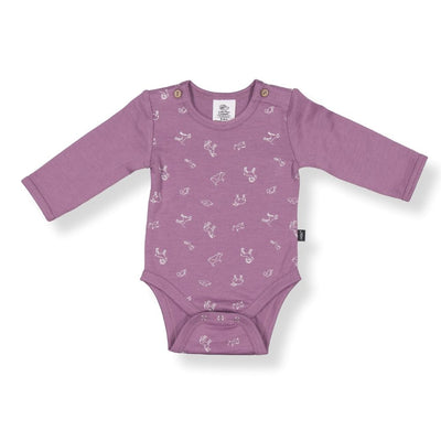 LITTLE FLOCK OF HORRORS riley bodysuit mauve animal
