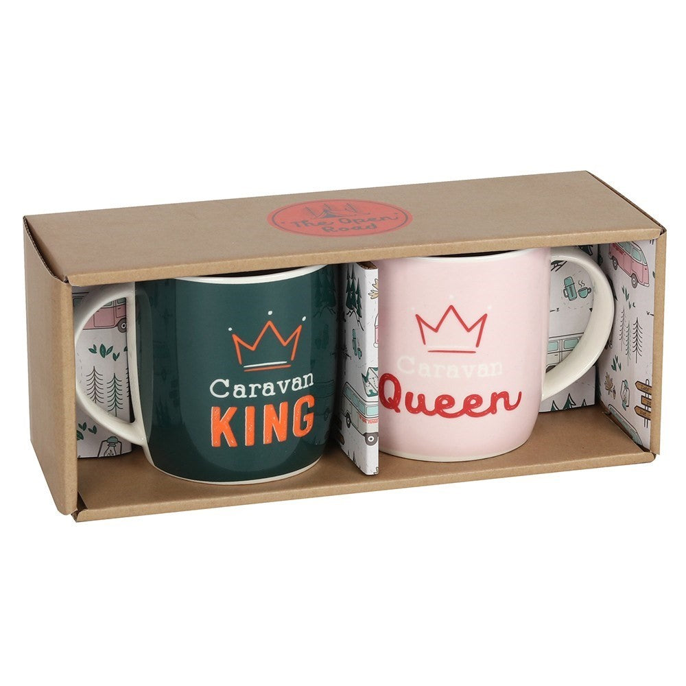 caravan king and queen mug set