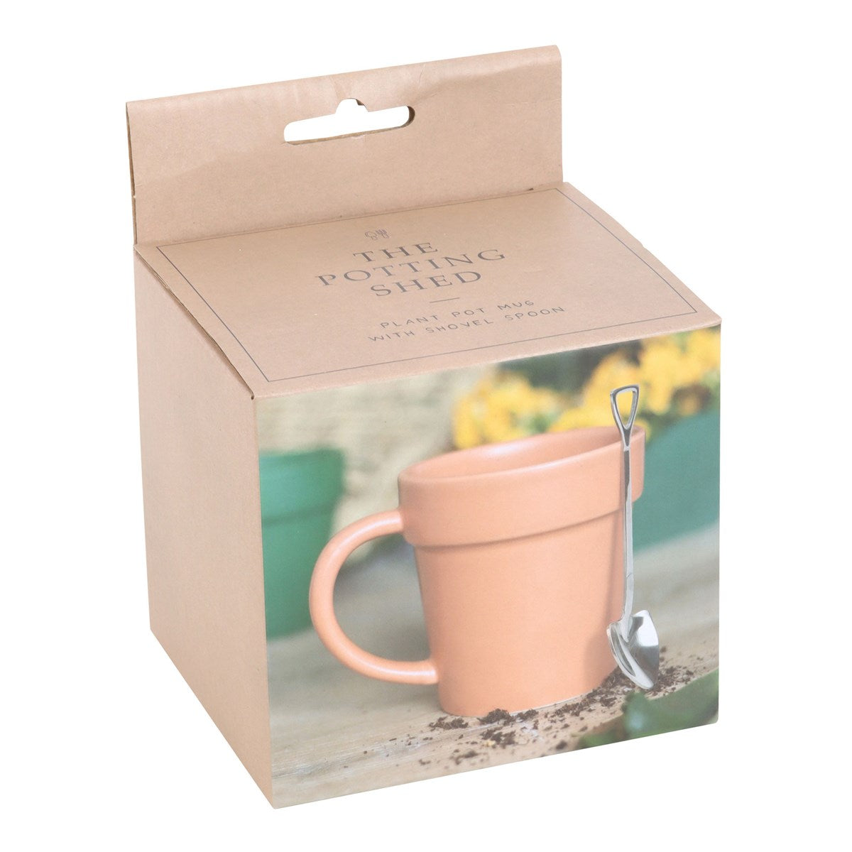 Mug plant pot with spade spoon