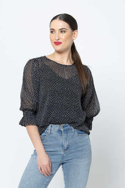 SEEKING LOLA magnificent top Black Polka