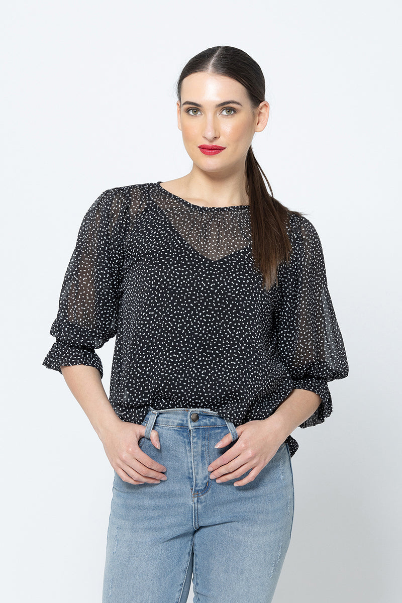 SEEKING LOLA magnificent top Black Polka