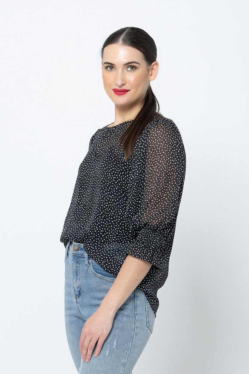 SEEKING LOLA magnificent top Black Polka