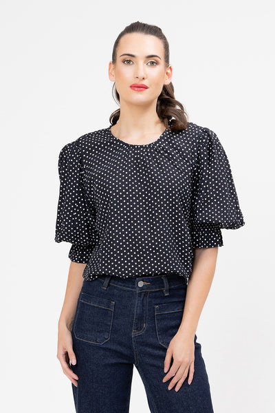 SEEKING LOLA MAGNIFICANT TOP INK POLKA