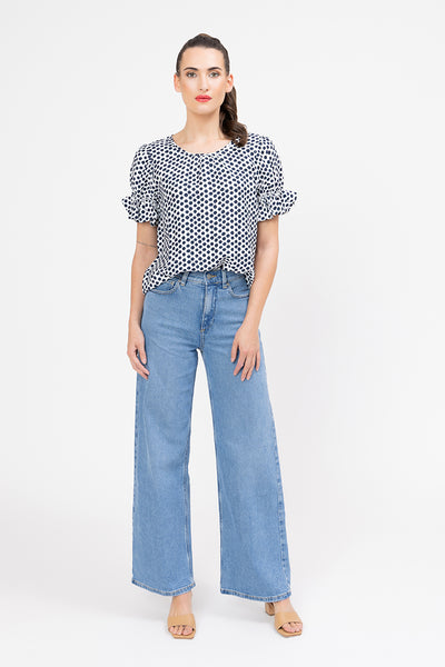 SEEKING LOLA VIBRANT TOP BOLD NAVY SPOT