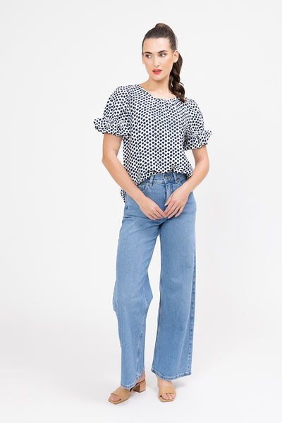 SEEKING LOLA VIBRANT TOP BOLD NAVY SPOT