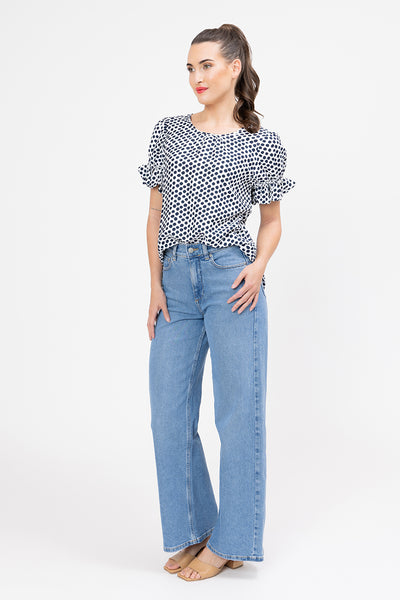 SEEKING LOLA VIBRANT TOP BOLD NAVY SPOT