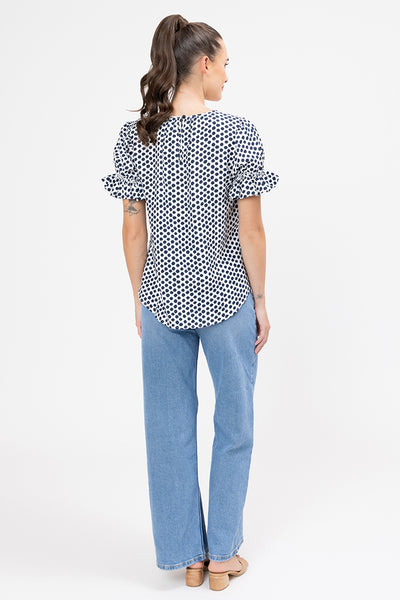 SEEKING LOLA VIBRANT TOP BOLD NAVY SPOT