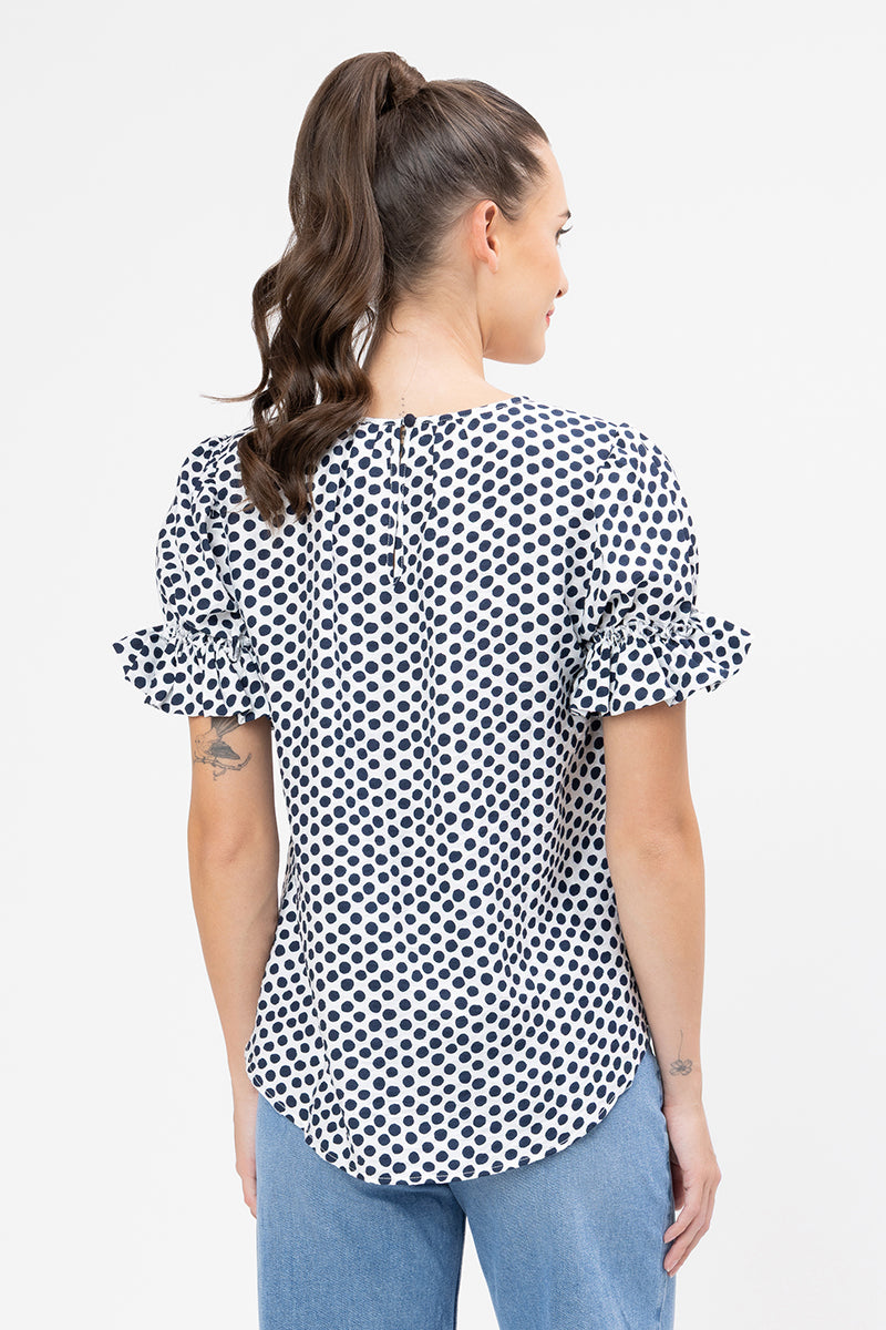 SEEKING LOLA VIBRANT TOP BOLD NAVY SPOT