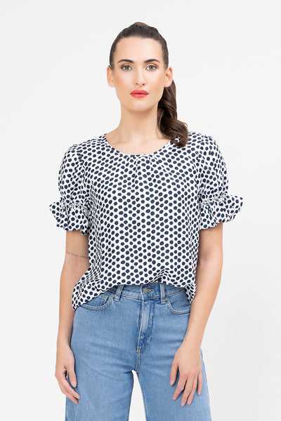 SEEKING LOLA VIBRANT TOP BOLD NAVY SPOT
