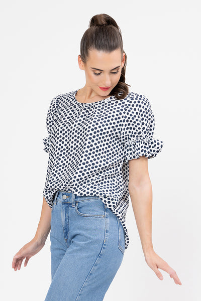 SEEKING LOLA VIBRANT TOP BOLD NAVY SPOT