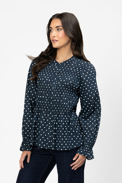 SEEKING LOLA LS BONITA TOP NAVY SPOT