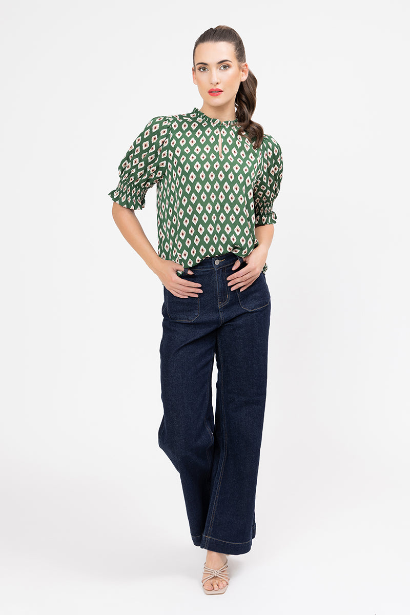 SEEKING LOLA movement blouse diamond merlot short sleeve