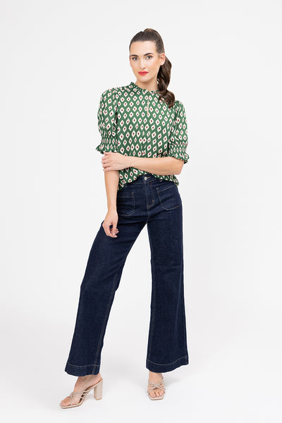 SEEKING LOLA movement blouse diamond merlot short sleeve