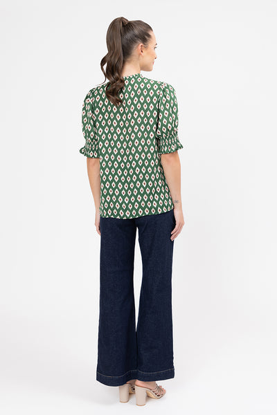 SEEKING LOLA movement blouse diamond merlot short sleeve
