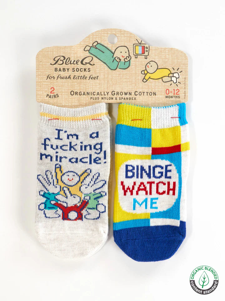 Blue Q  Socks BABY Miracle/Binge Watch