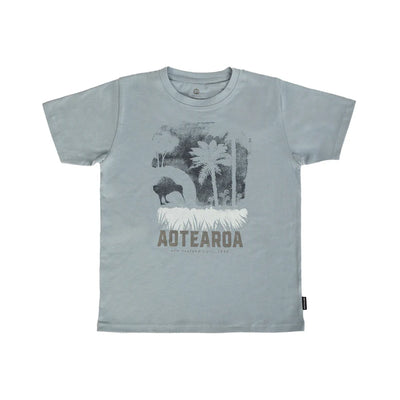 T SHIRT KIWI & PONGA STEEL BLUE