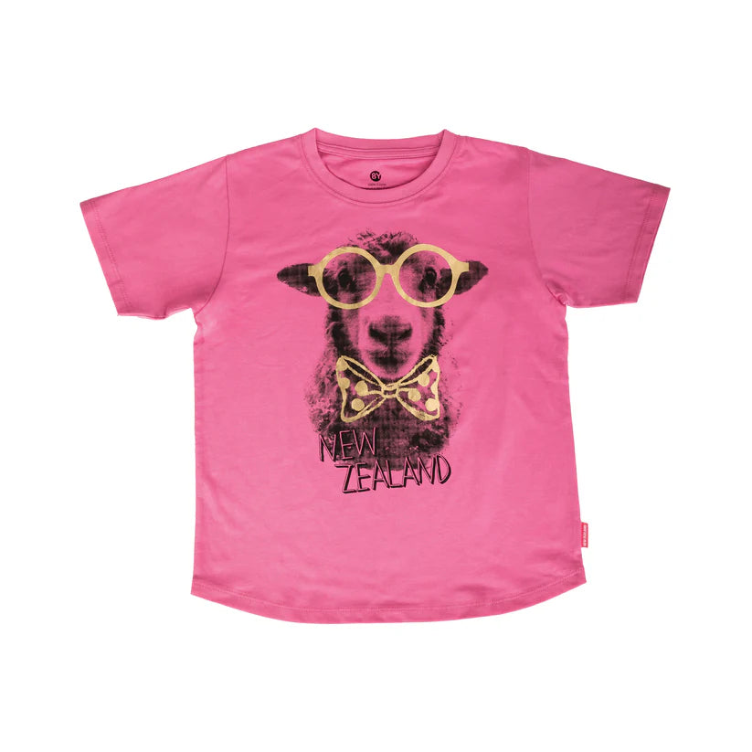 T SHIRT SHEEP WITH GLASSES PINK