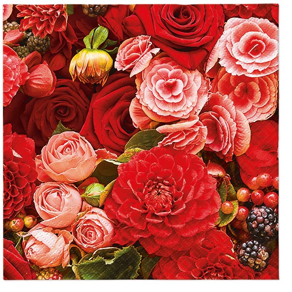 Luncheon Napkin RED BOUQUET