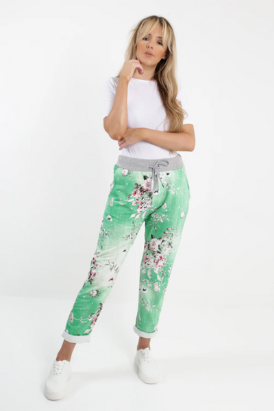 Denver APPLE GREEN FLORAL PANTS
