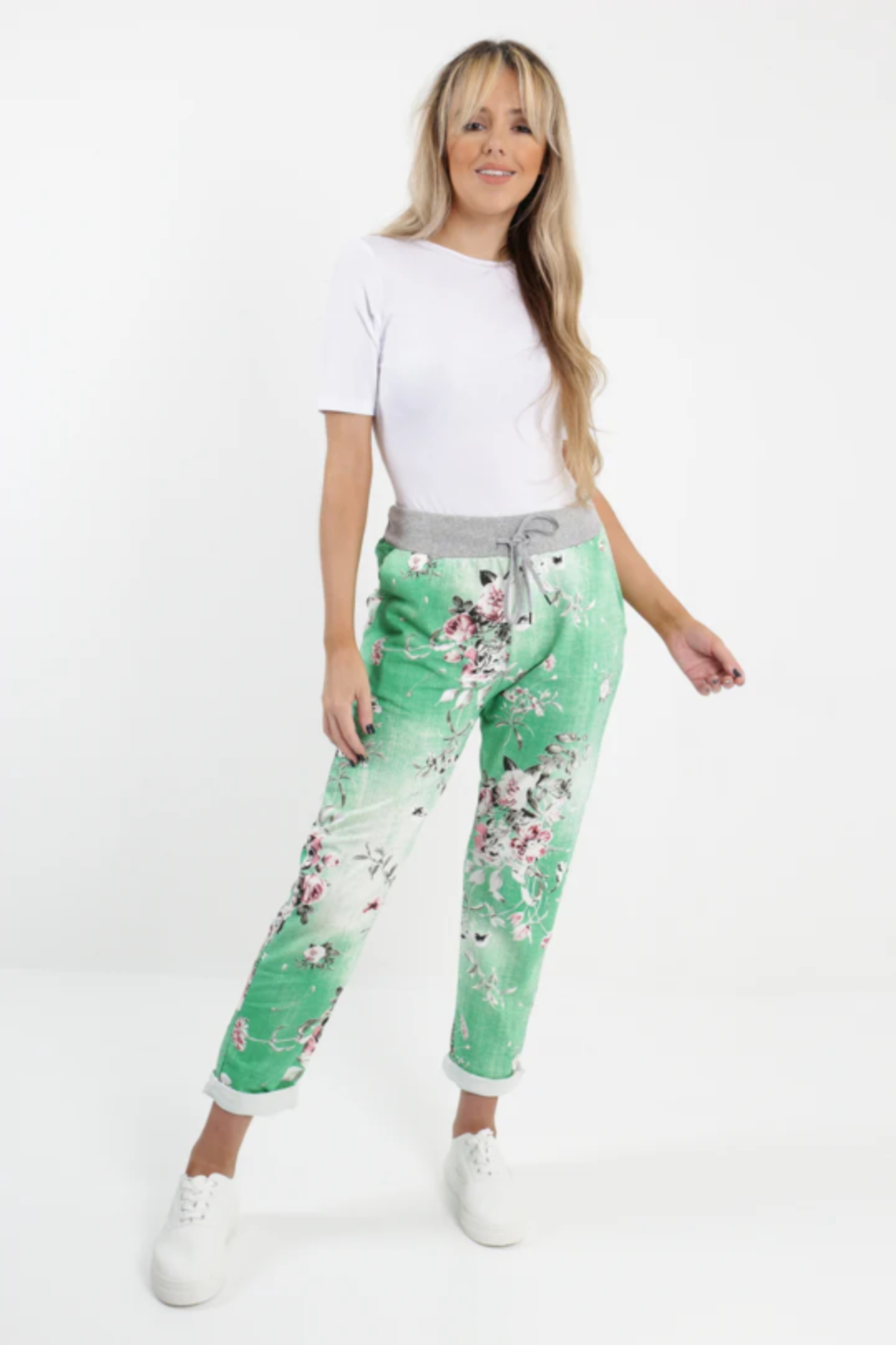 Denver APPLE GREEN FLORAL PANTS