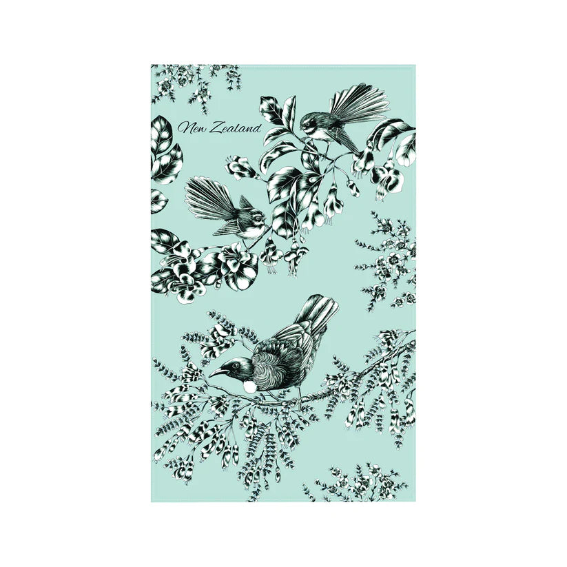 Tea Towel BIRDS PASTEL BLUE