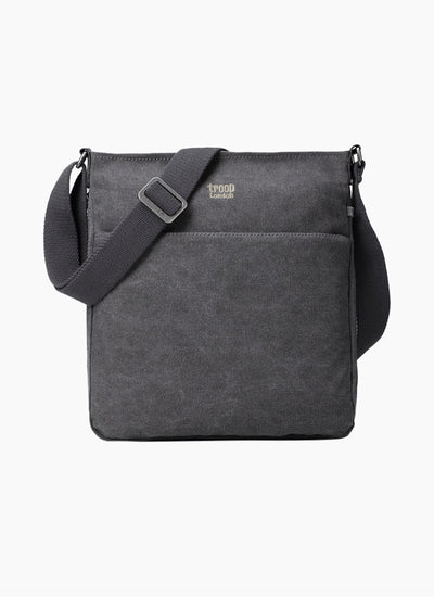 TROOP canvas Classic SMALL Zip Top Shoulder Bag CHARCOAL