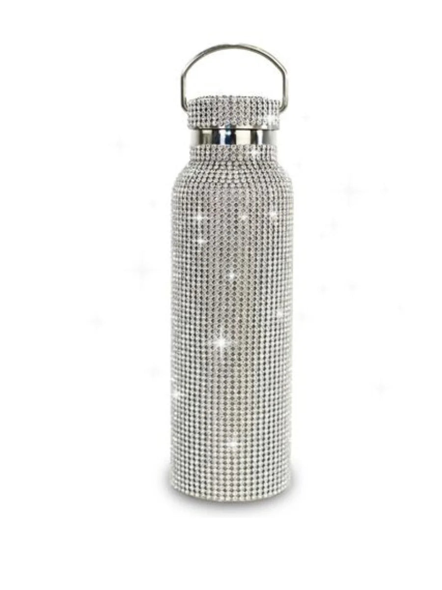 Diamante Drink Bottle SILVER 600ml