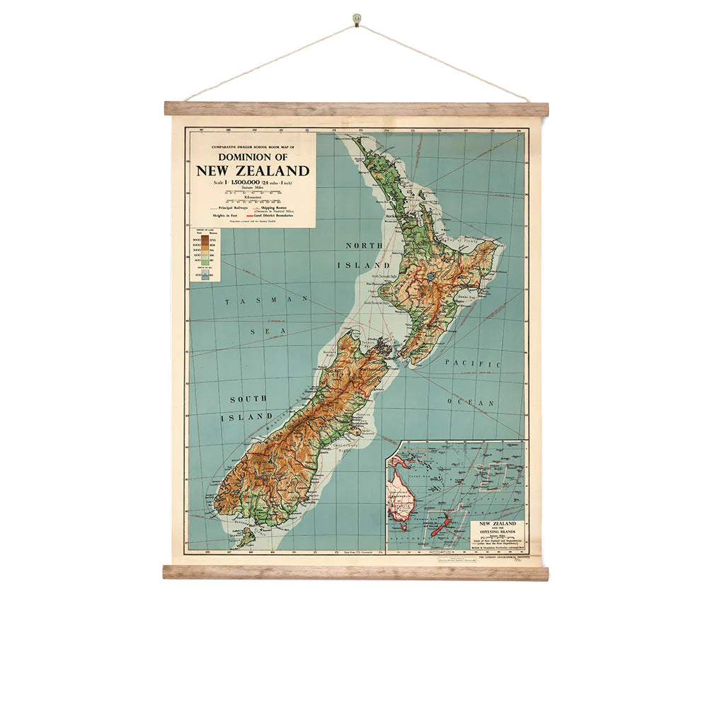 New Zealand Map Wall Chart