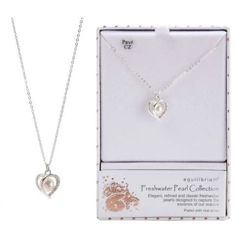 EQUILIBRIUM  Modern Heart Fresh Water Pearl Necklace